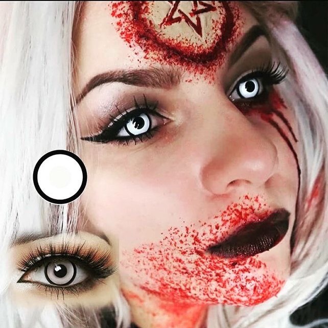 Lentes de contacto para halloween manson blanco - Imagen 2