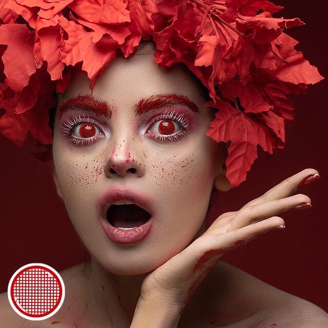 lentes de contacto para halloween malla roja - Imagen 3