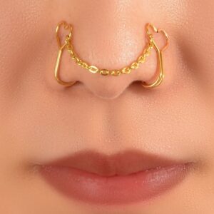 Simulador de piercing doble nostril con cadena