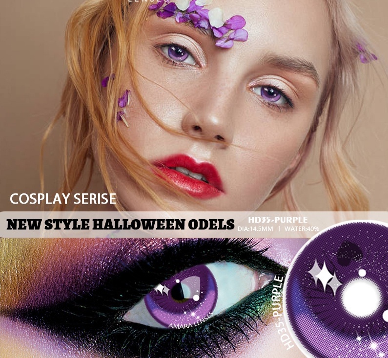 Lentes de contacto para halloween morado 35 - Imagen 3