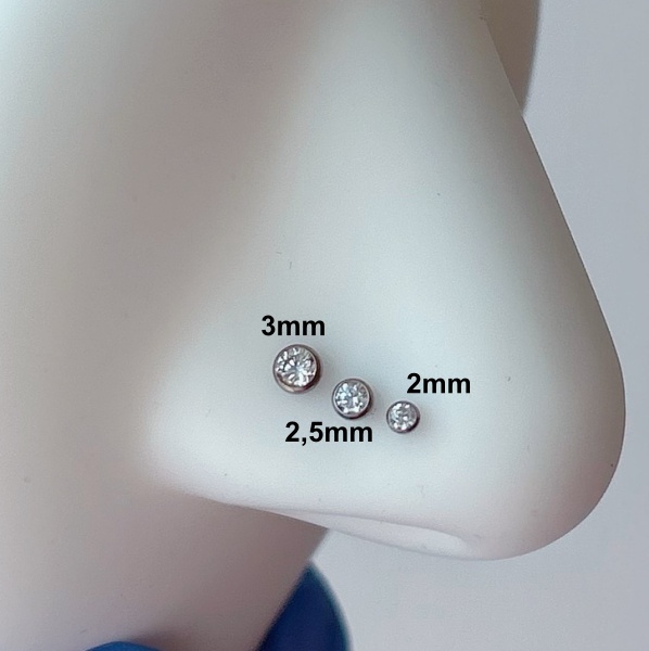 Joya de piercing para nariz microlabret push pin cristal - Imagen 2