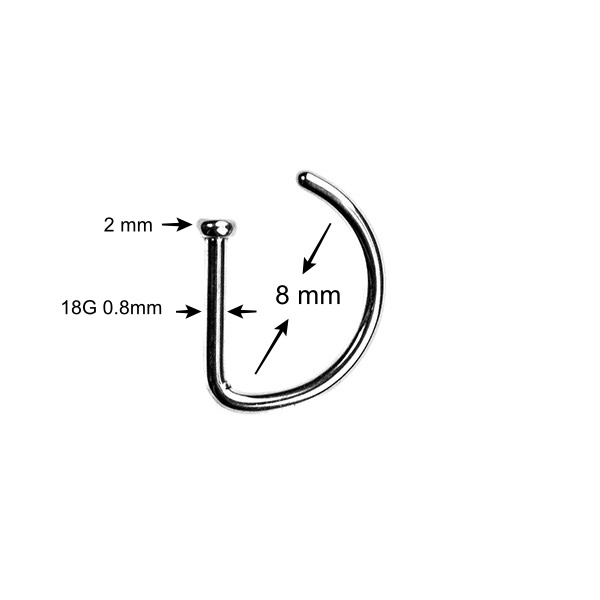 Joya de piercing aro nariz D ring nostril - Imagen 4