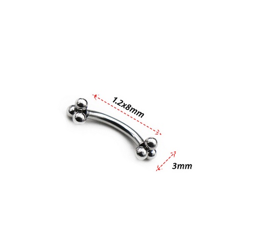 Joya de piercing barbell curvo con esferas - Imagen 3