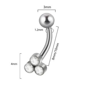 Joya de piercing barbell curvo de 3 cristales