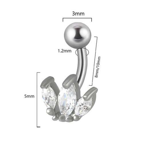 Joya de piercing barbell curvo corona cristal