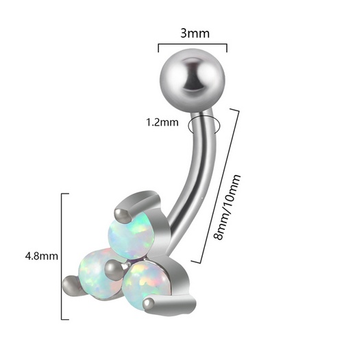 Joya de piercing barbell curvo trisquel con piedras - Imagen 2