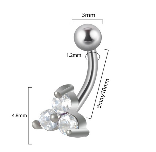 Joya de piercing barbell curvo trisquel con piedras - Imagen 3