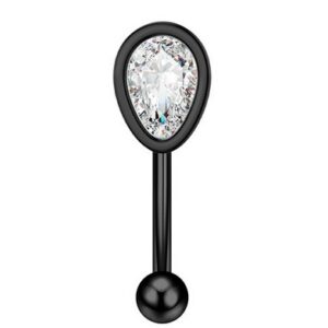 Joya de piercing barbell curvo gota de cristal
