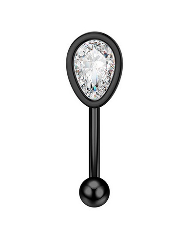 Joya de piercing barbell curvo gota de cristal
