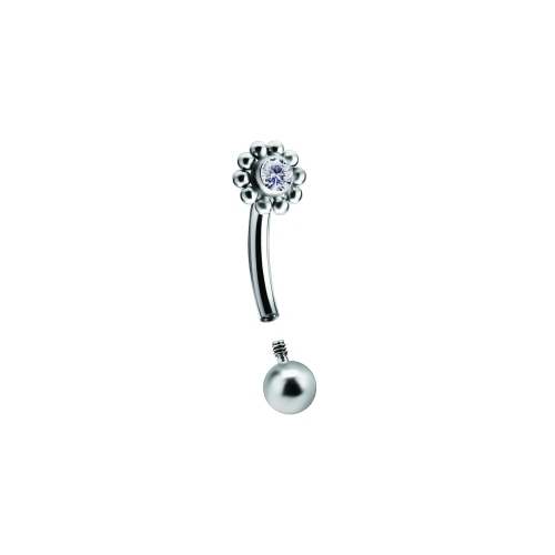 Joya de piercing barbell curvo sol con cristal - Imagen 2