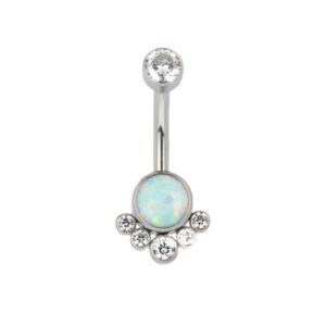 Joya de piercing para ombligo navel barbell opalo con cristal