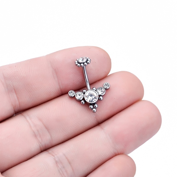 Joya de piercing para ombligo navel barbell cluster con cristal - Imagen 2