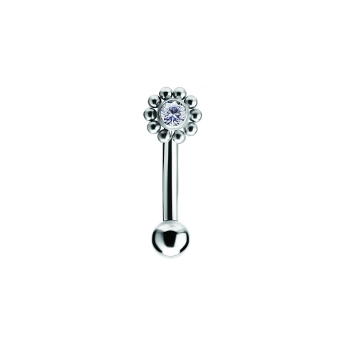 Joya de piercing barbell curvo sol con cristal