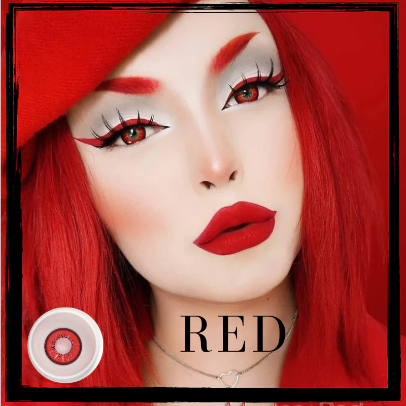 Lentes de contacto para halloween rojo - Imagen 3