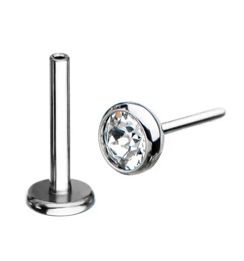 Joya de piercing para nariz microlabret push pin cristal - Imagen 3