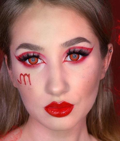 Lentes de contacto para halloween rojo - Imagen 4