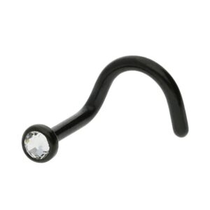 Joya de piercing nariz nostril screw negro cristal