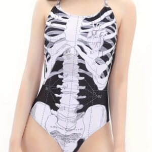 Vestido de baño enterizo skeleton