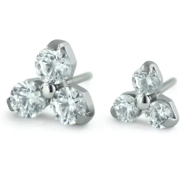 Joya de piercing labret push pin trinity cz neometal