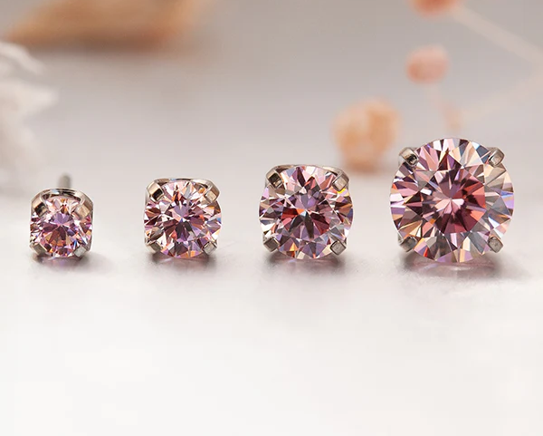 Joya de piercing labret push pin prong set cz neometal